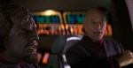 Picard and Worf start singing during a chase scene to distract a malfunctioning Data.