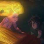 Rapunzel's hair glows and saves her in her darkest moment.