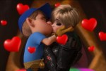 Fix-It Felix and Sergeant Calhoun share a passionate kiss after falling in love during their adventure together.