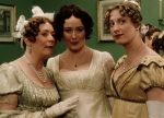 Mrs. Bennet gossips to her daughters about the wealthy Mr. Bingley's even wealthier friend Mr. Darcy.
