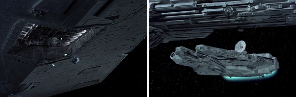Darth Vader sends probes seeking Luke Skywalker and Luke sends the Millennium Falcon seeking Han Solo.