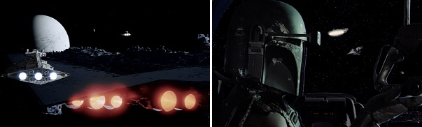 The Empire's mistake allows the Rebels to escape. The Millennium Falcon's mistake prevents them from escaping.