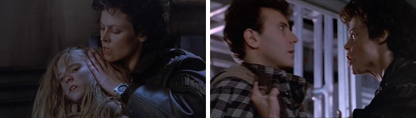 Ripley comforts Newt and angrily confronts Burke about his actions that made Newt an orphan. Ripley comforts Newt and angrily confronts Burke about his actions that made Newt an orphan.