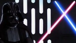 Darth Vader engages in a fateful lightsaber duel with Obi-Wan Kenobi, but he never faces Luke Skywalker in the first Star Wars film.