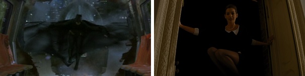 Batman and Selina Kyle make graceful getaways.