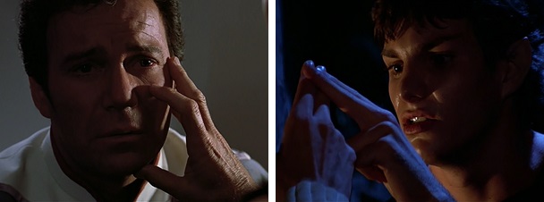 Kirk and Spock participate in Vulcan rituals with different results.