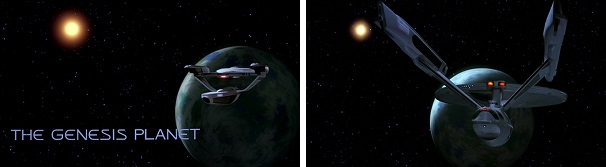 The Grissom and the Enterprise arrive at the Genesis Planet.