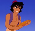 Aladdin puzzles over the lunacy of getting into so much trouble over something as small as a loaf of bread.