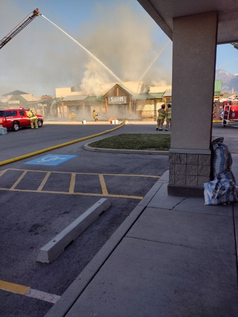 Firefighters were working on putting out the fire at the spa.